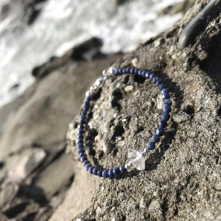 Sapphire & Herkimer Diamond ladies healing Bracelet