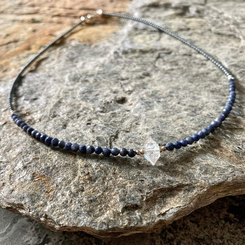 Sapphire and Herkimer Diamond Necklace