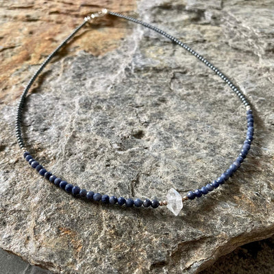 Sapphire and Herkimer Diamond healing crystalNecklace