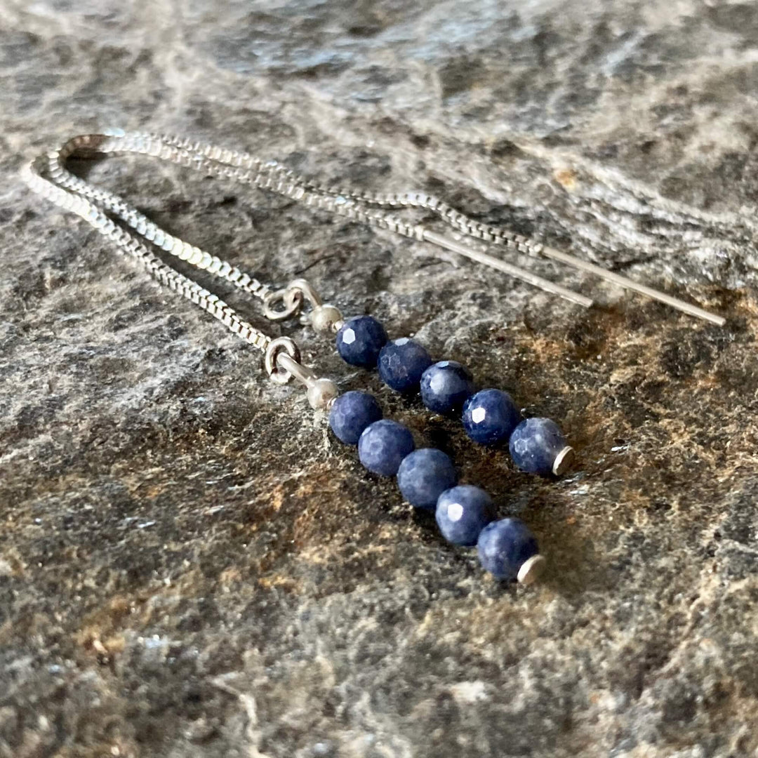 Sapphire Thread Earrings for healing