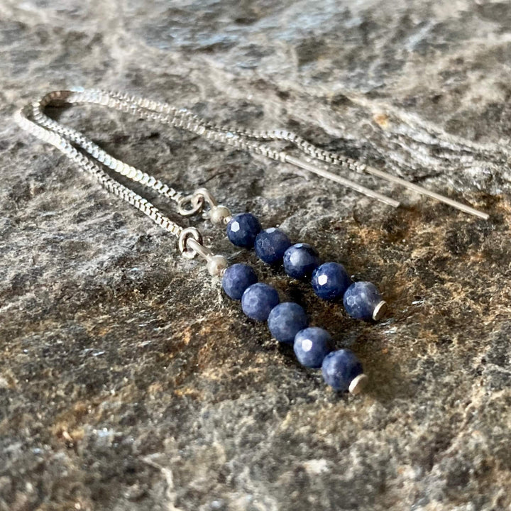 Sapphire Thread Earrings for healing