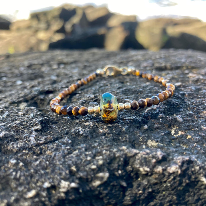 Tigers Eye & Amber Gold Bracelet