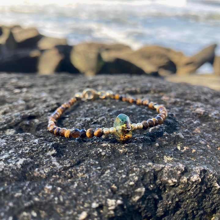 Tigers Eye & Amber Gold Bracelet for healing