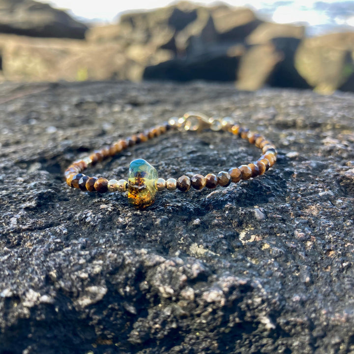 Tigers Eye & Amber Gold Bracelet for ladies