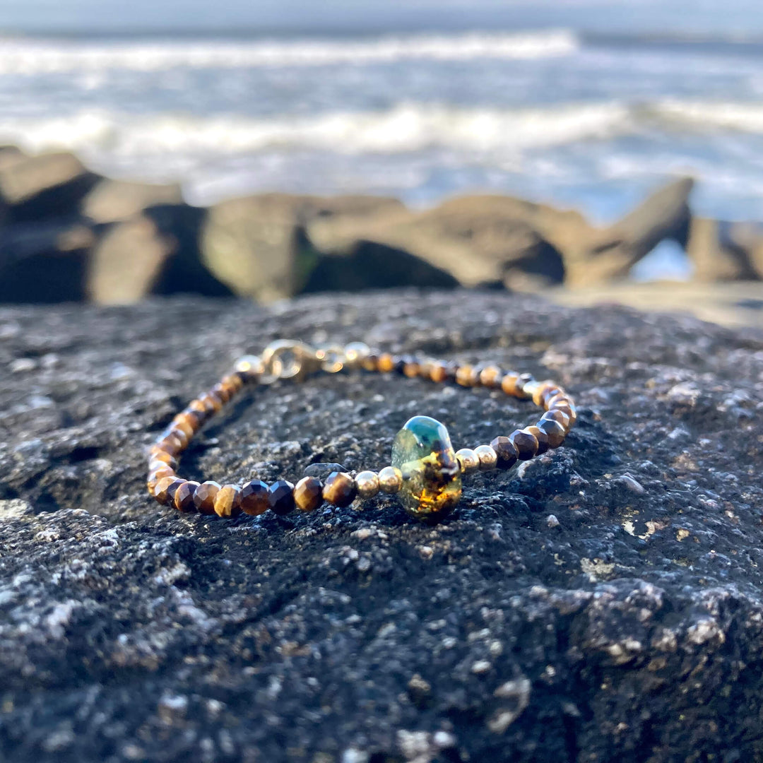 Tigers Eye & Amber Gold Bracelet for women