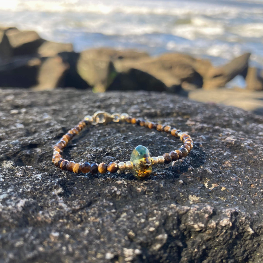 Tigers Eye & Amber Gold ladies Bracelet