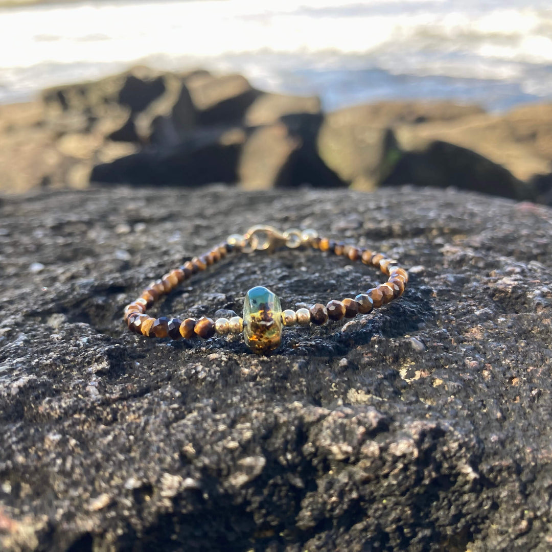 Tigers Eye & Amber Gold Bracelet