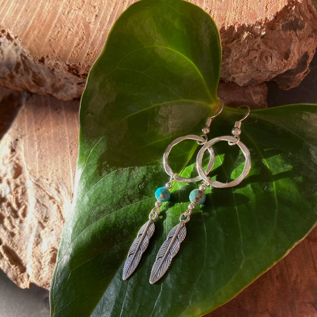 Turquoise & Feather Earrings for healing