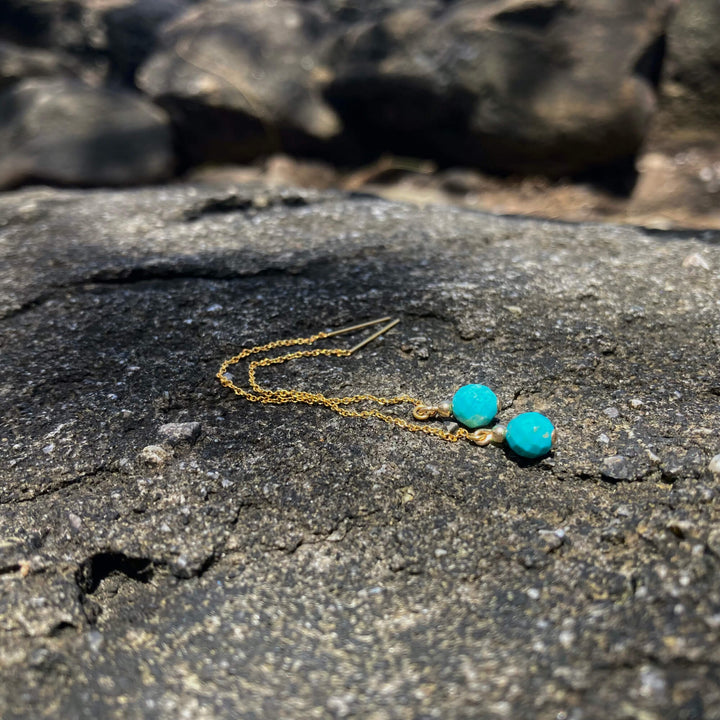 Turquoise & Gold Thread Healing earrings