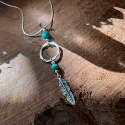 Turquoise & Feather Necklace
