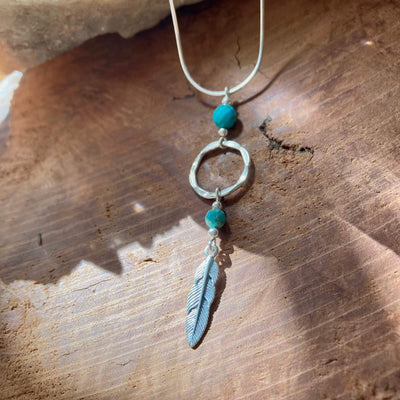 Turquoise & Feather Necklace for support