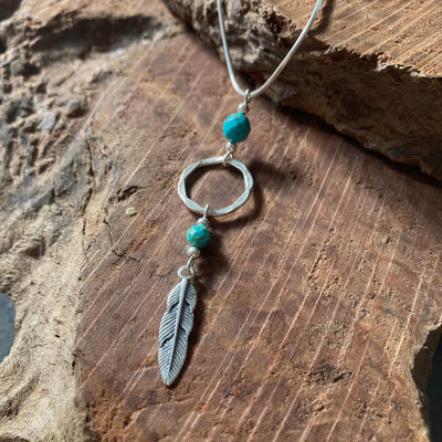 Turquoise & Feather crystal Necklace