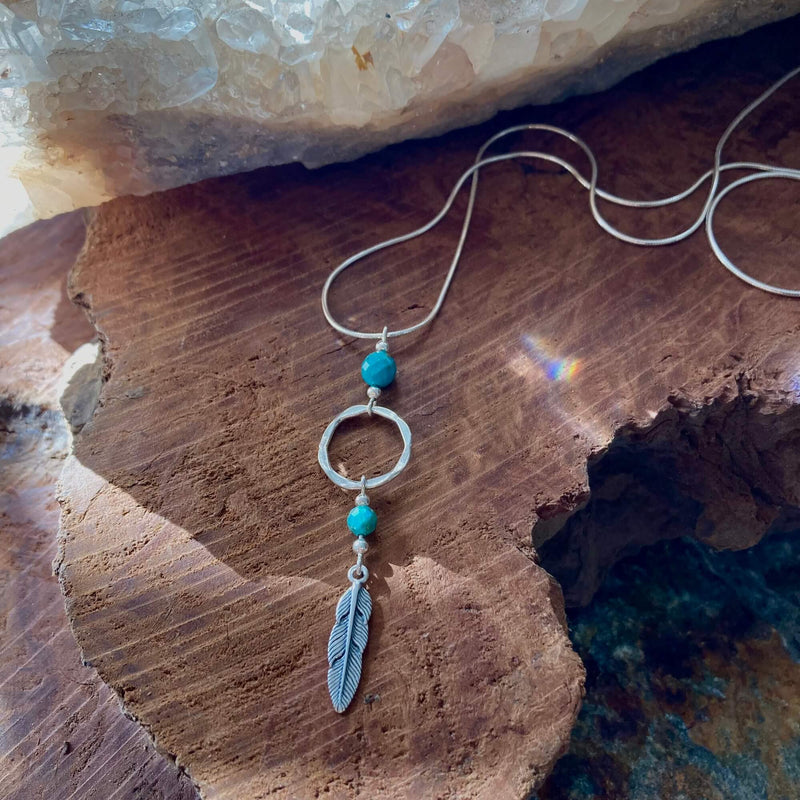 Turquoise & Feather healing Necklace