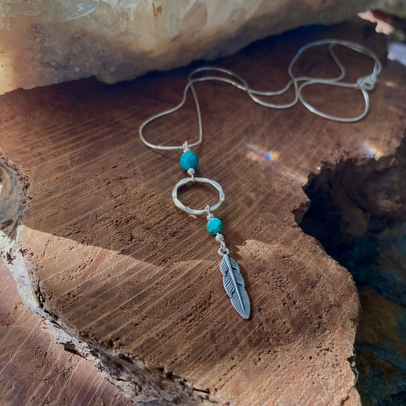 Turquoise healing & Feather Necklace