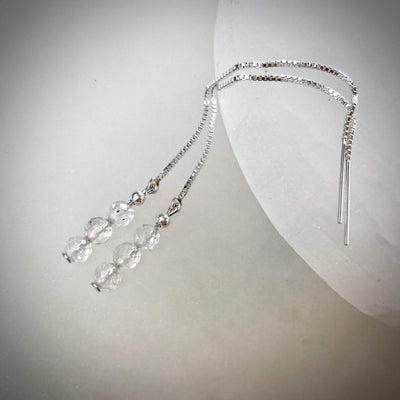 White topaz crystal healing  thread earrings