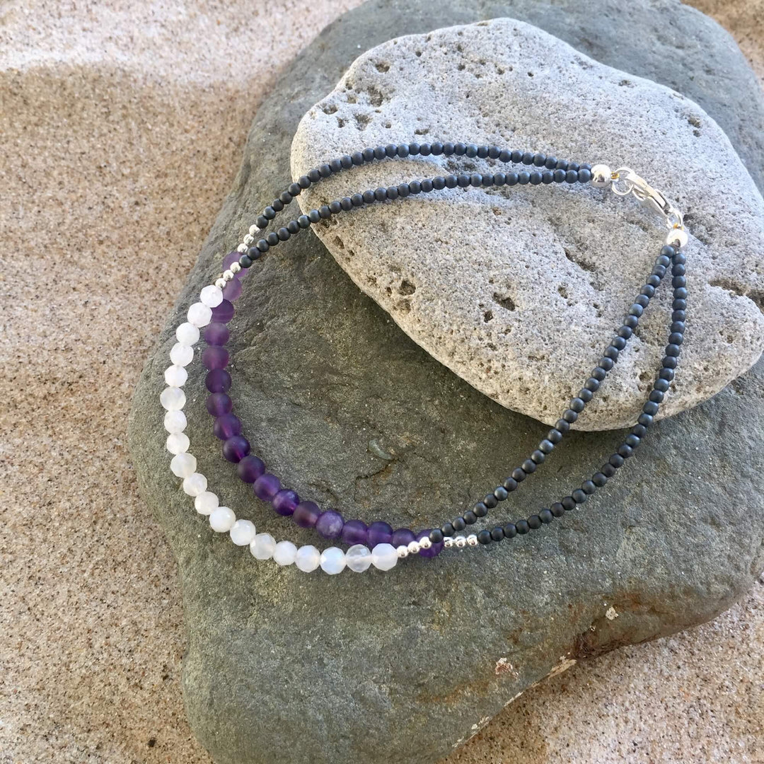 Amethyst & Moonstone Anklet