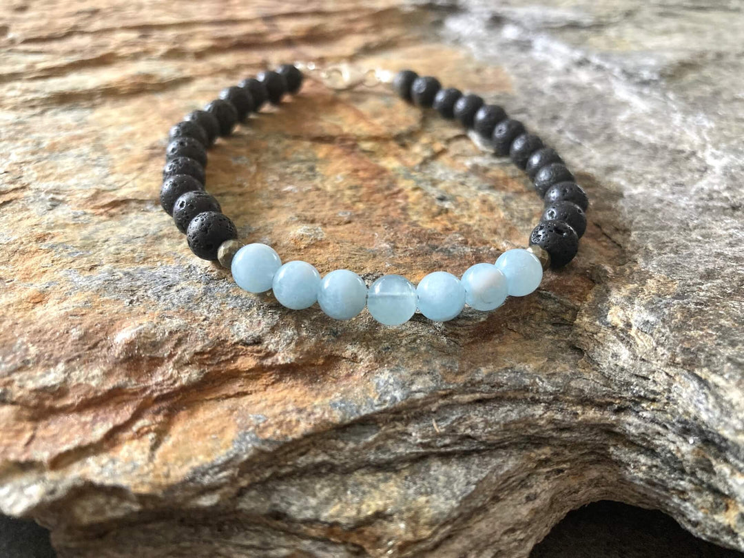 Aquamarine Mens Diffuser Bracelet for Courage