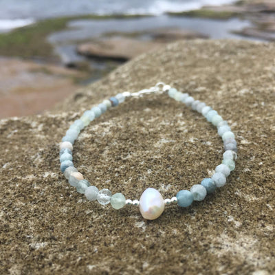 Aquamarine & Pearl Bracelet