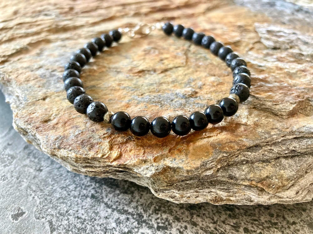 Black Tourmaline Mens Bracelet for Inner Strength by Mana for Men