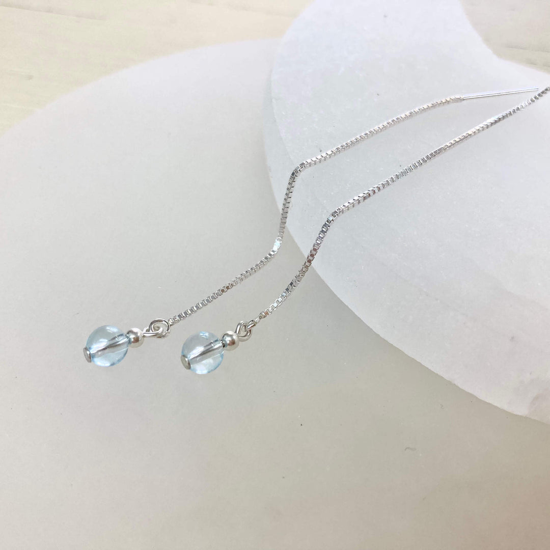 Blue Topaz Healing Crystal Thread Earrings