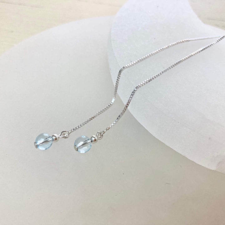 Blue Topaz Healing Crystal Thread Earrings