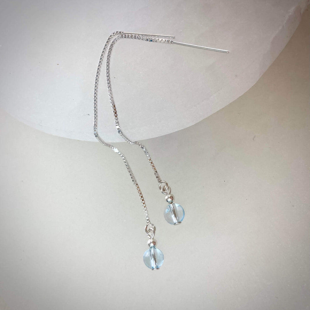 Blue Topaz Ladies Thread Earrings