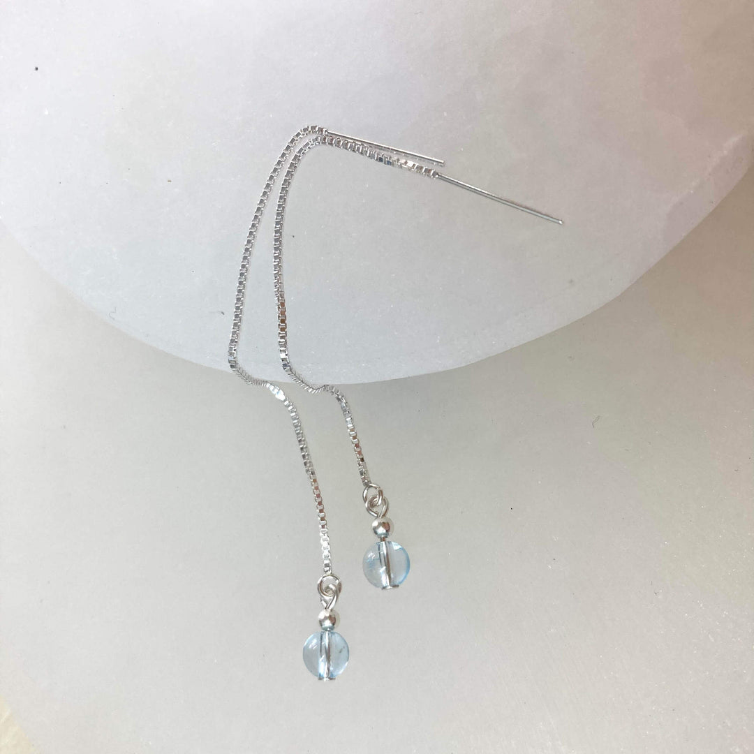 Blue Topaz Thread Earrings