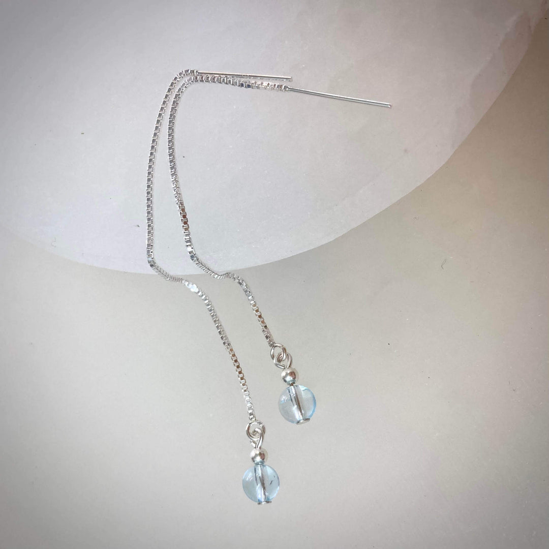 Blue Topaz Womens Thread Earrings