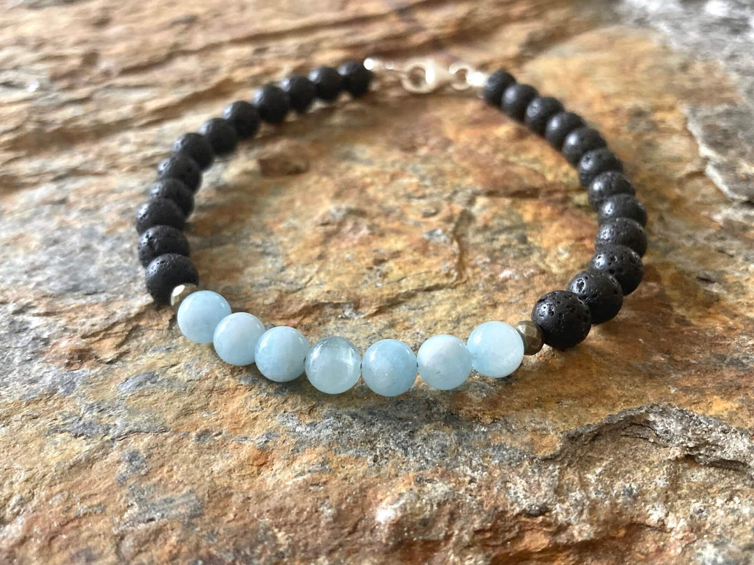 Courage - Aquamarine Mens Diffuser Bracelet