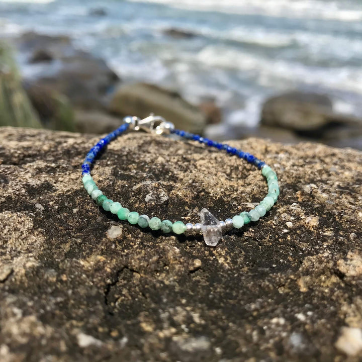 crystal healing lapis lazuli, Emerald & Herkimer Diamond Bracelet