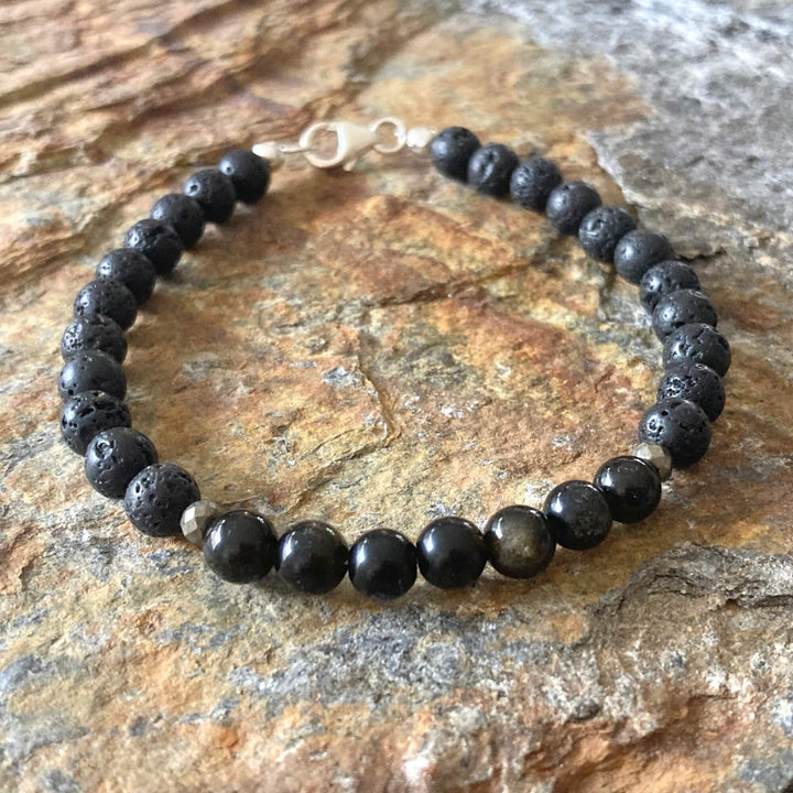 Facing Fears - Golden Obsidian Mens Healing Crystal Bracelet