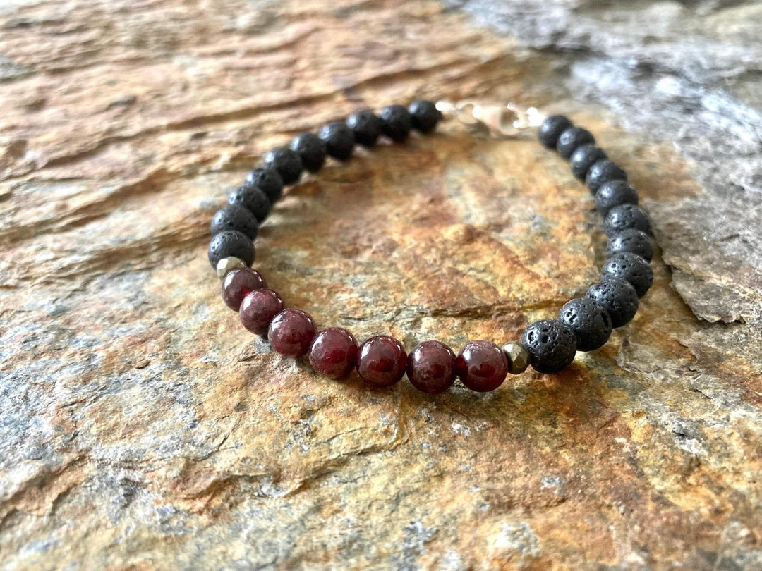 Garnet Mens Healing Crystal Bracelet for Prosperity by Mana for Men