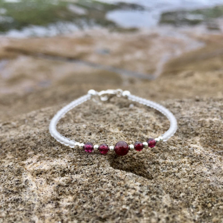 girls garnet January birthstone bracelet