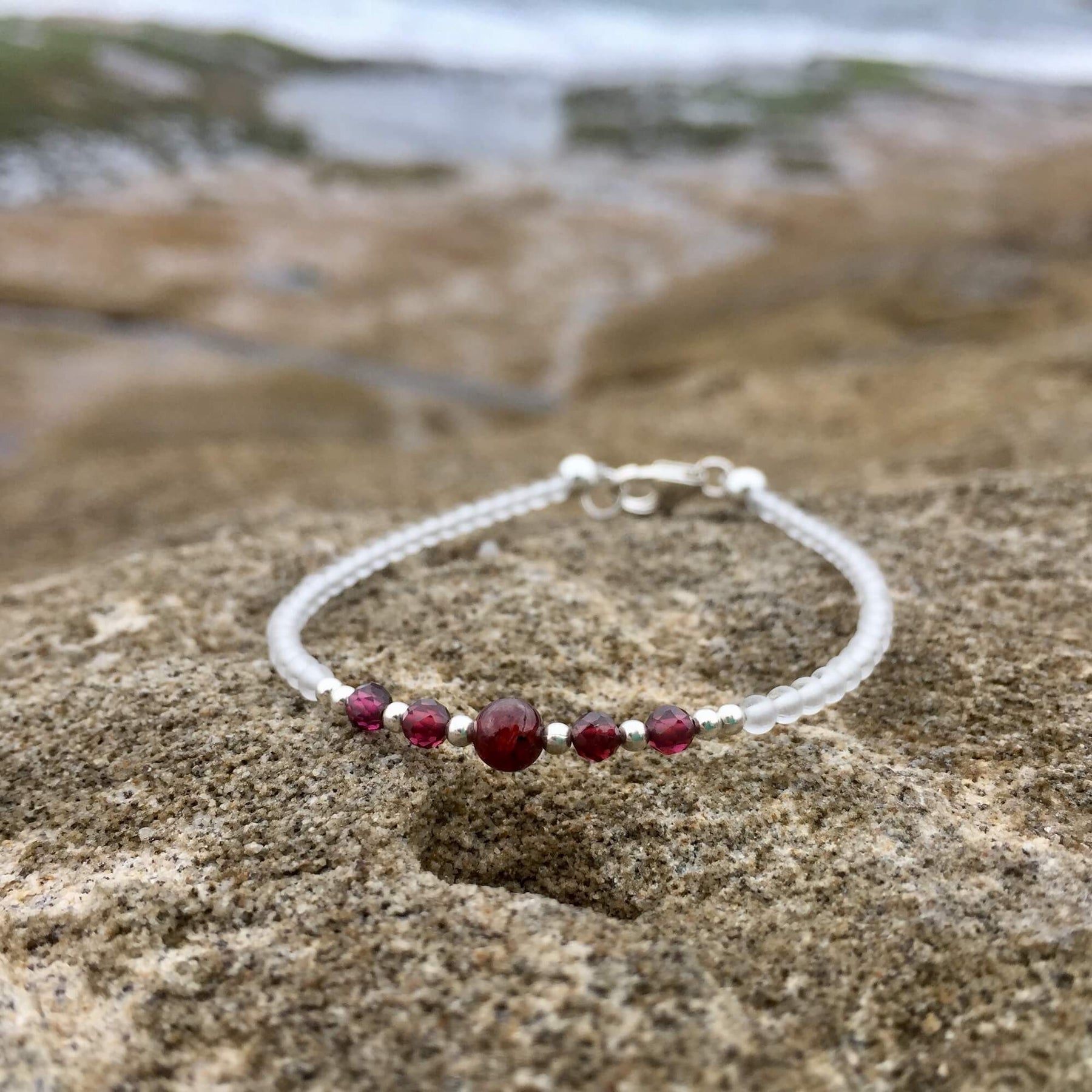 Garnet birthstone bracelet hot sale