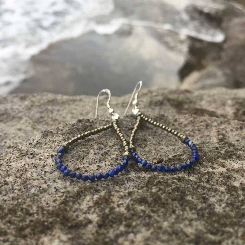 healing lapis lazuli and pyrite earrings