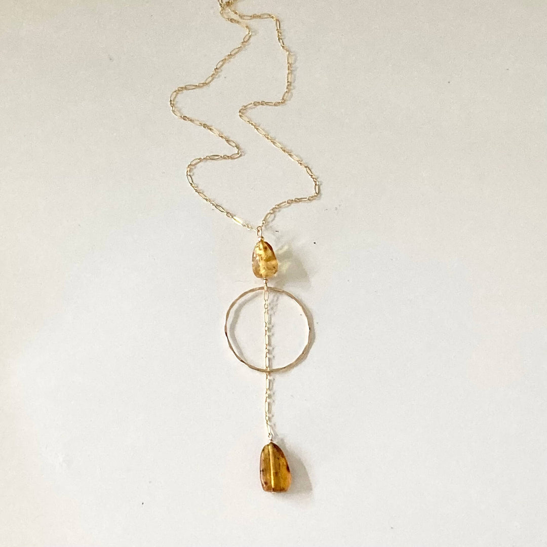 Golden Priestess - Hoop & Amber Necklace for empwerment