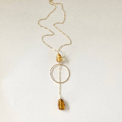 Golden Priestess - Hoop & Amber Necklace for empwerment