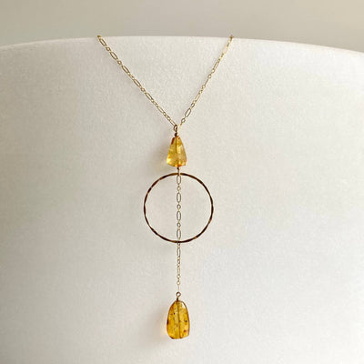 Golden Priestess - Hoop & Amber Necklace for ladies