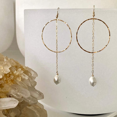 Golden Priestess pearl earrings for healing