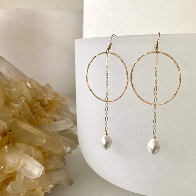 Golden Priestess Pearl Earrings for healing