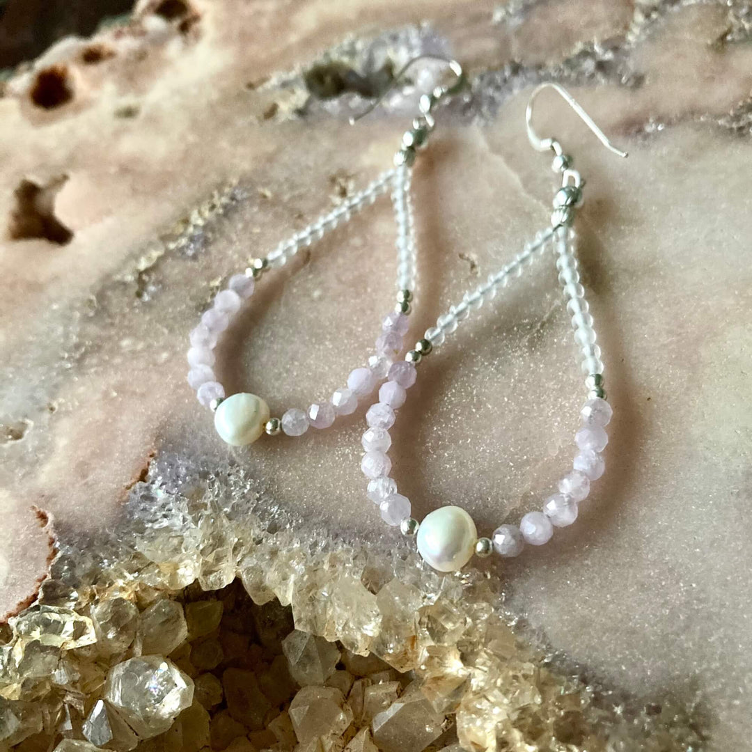 kunzite & Pearl Earrings