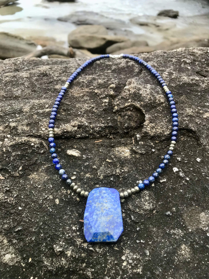 Lapis Lazuli & Pyrite Pendant Necklace