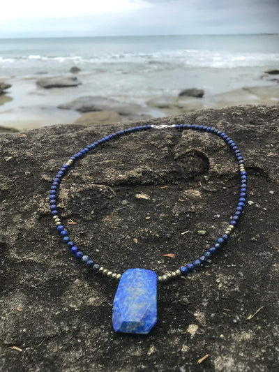 Lapis Lazuli & Pyrite Pendant Necklace