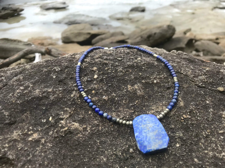 Lapis Lazuli & Pyrite Pendant Necklace