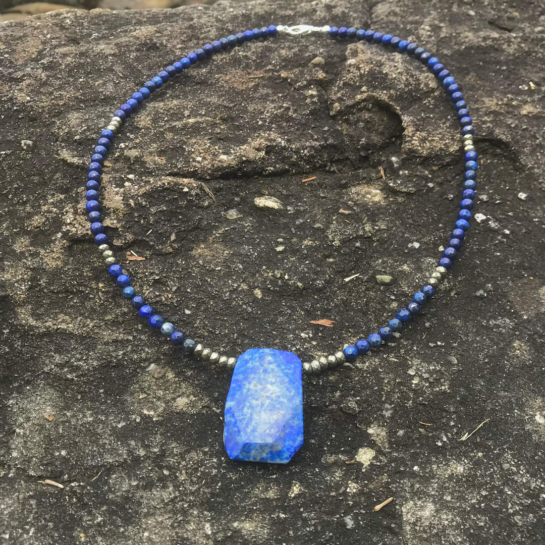 Lapis Lazuli & Pyrite Pendant Necklace