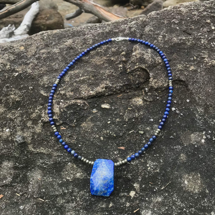 Lapis Lazuli & Pyrite Pendant Necklace