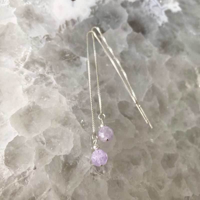 lavender amethyst thread earrings for ladies