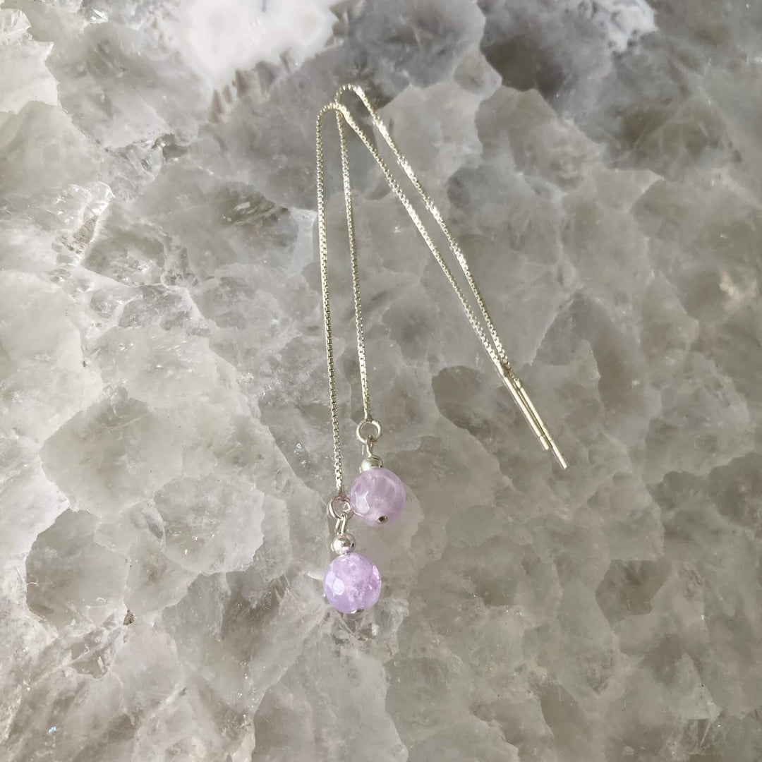 lavender amethyst thread earrings 