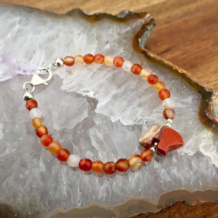 Lil Bear Red Jasper & Carnelian Kid's Bracelet