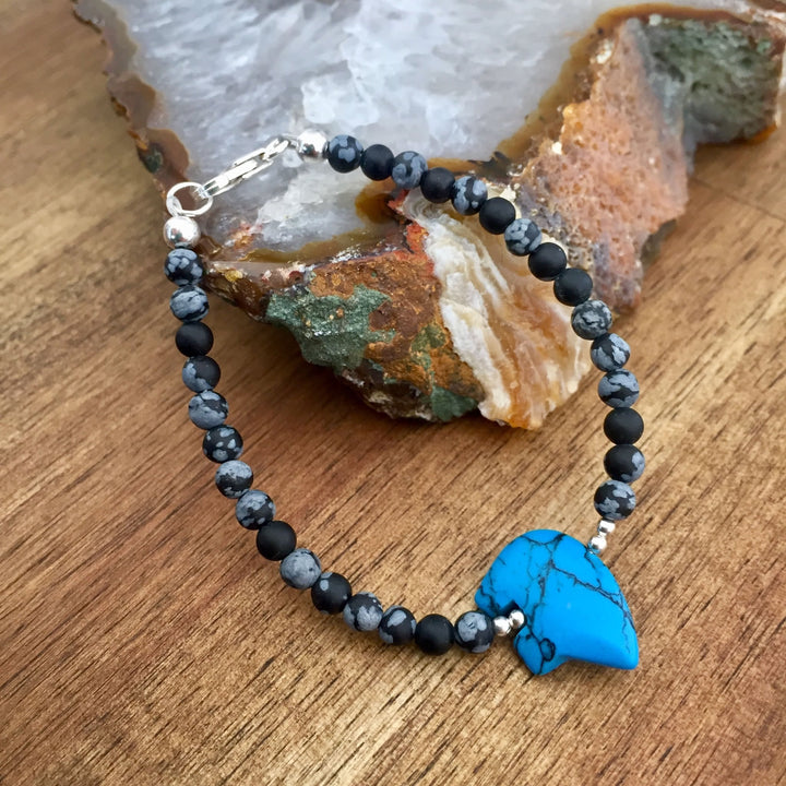 Lil Bear Howlite & Snowflake Obsidian Bracelet for Children
